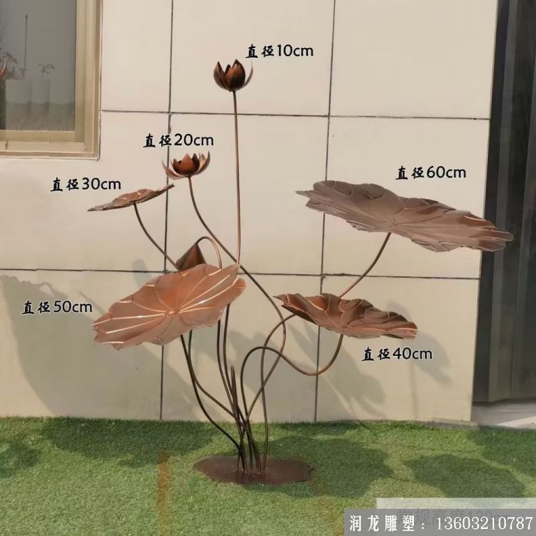 不锈钢流水荷花雕塑,室内室外荷花摆件2